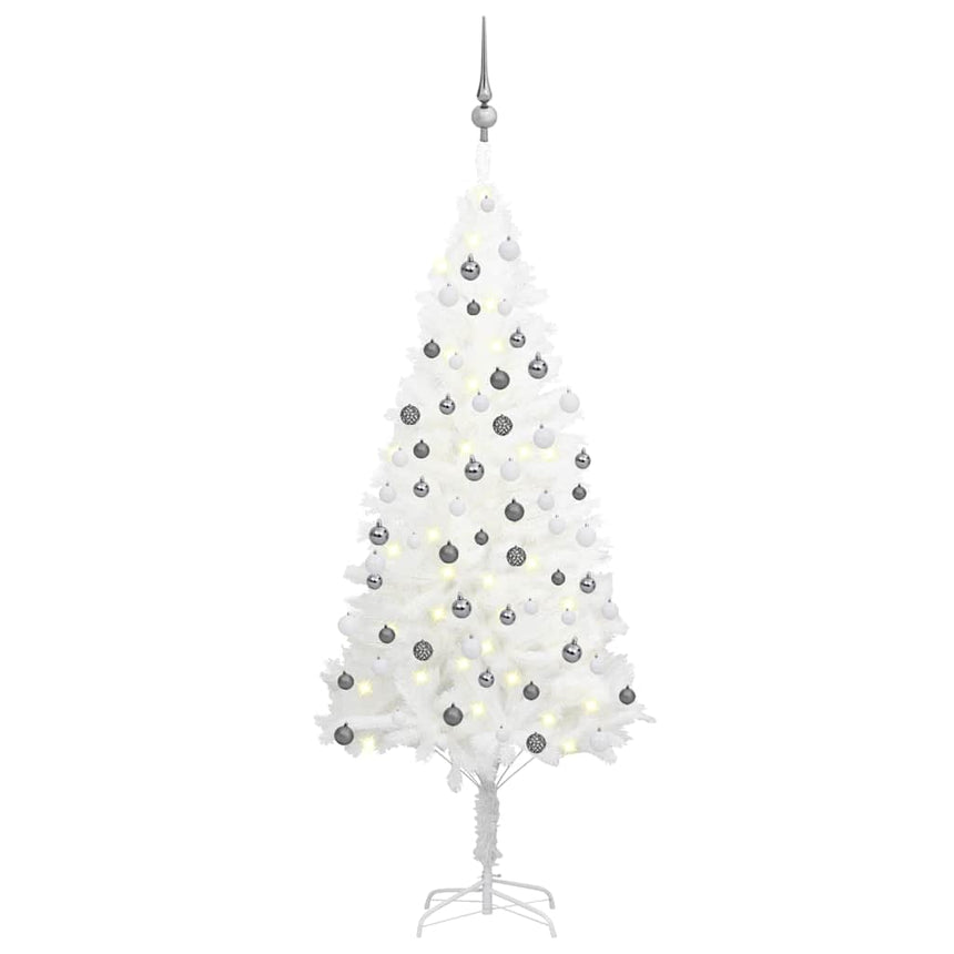 Kunstkerstboom Met Verlichting En Kerstballen 240 Cm Wit