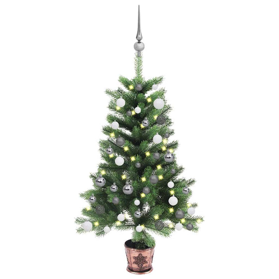 Kunstkerstboom Met Verlichting En Kerstballen 90 Cm Groen Goud