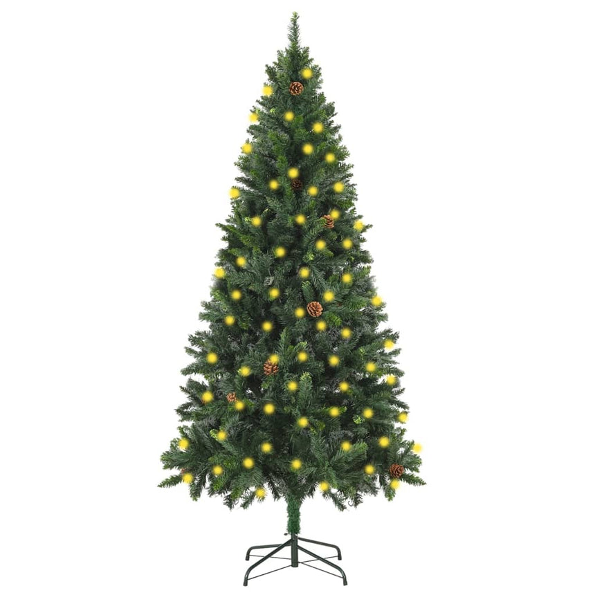 Kunstkerstboom Met Verlichting En Dennenappels 210 Cm Groen