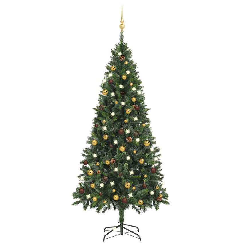 Kunstkerstboom Met Verlichting En Kerstballen 180 Cm Groen En Goud
