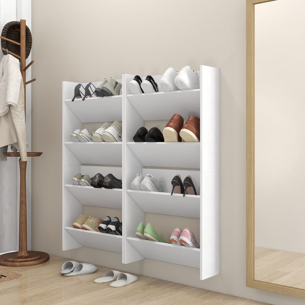Wandschoenenkasten Bewerkt Hout Wit