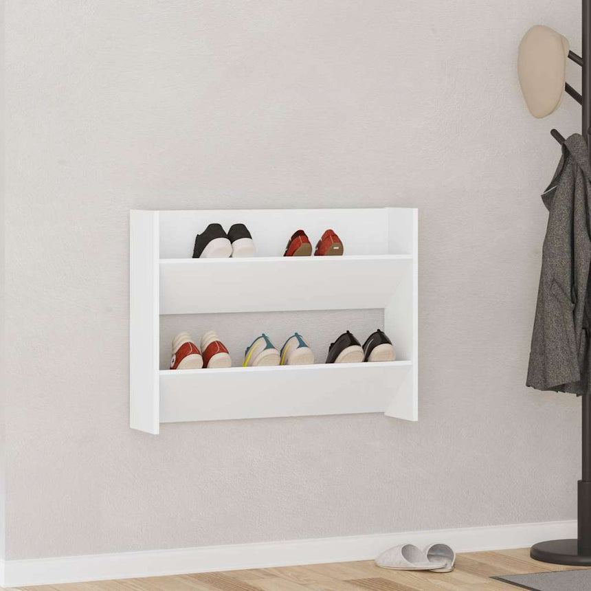 Wandschoenenkasten Bewerkt Hout Wit