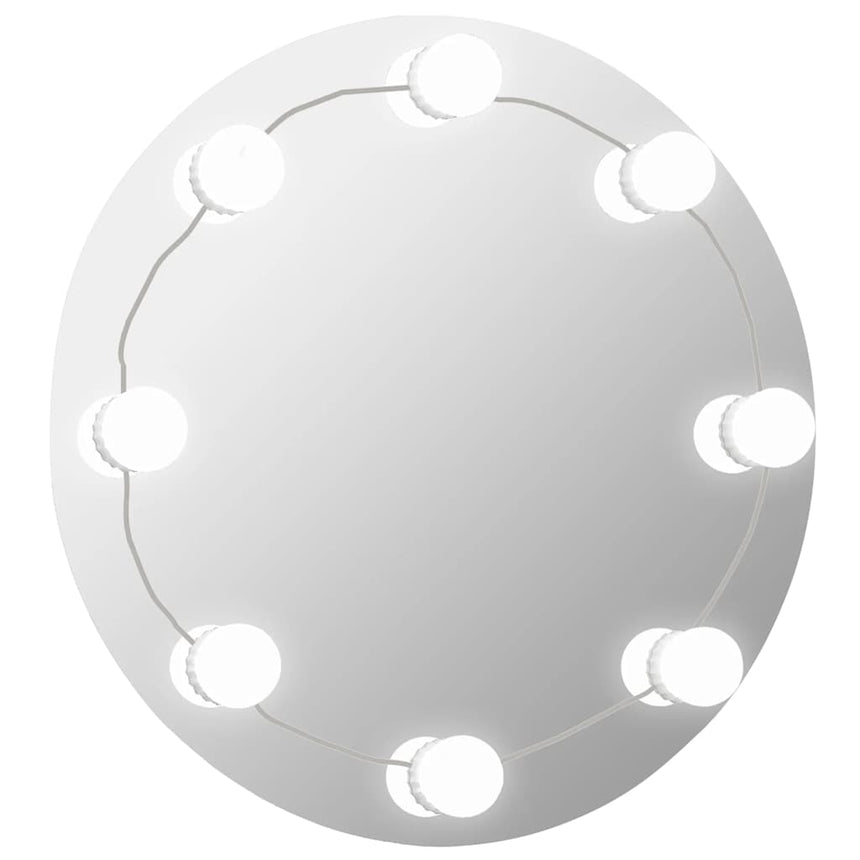 Wandspiegel Met Led-Lampen Rond Glas