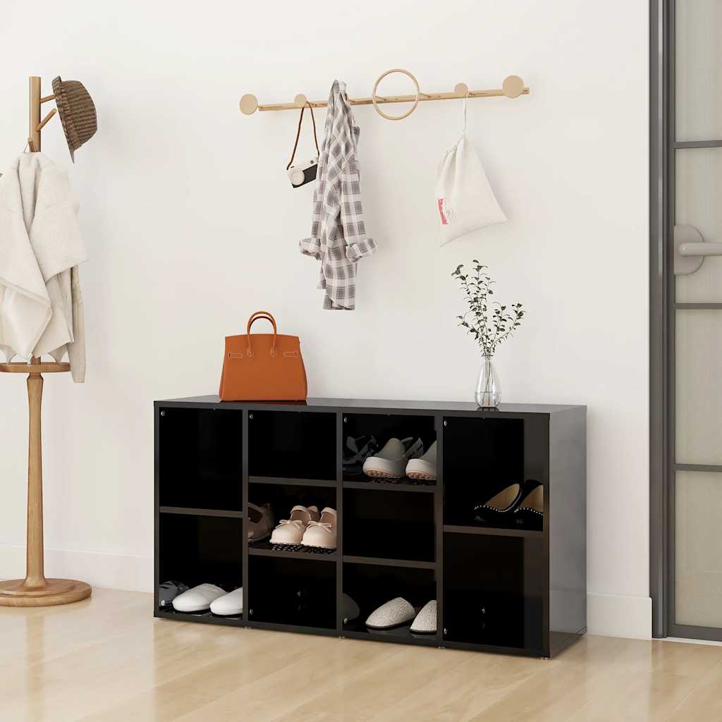 Schoenenbank 103X30X55 Cm Spaanplaat Hoogglans Zwart