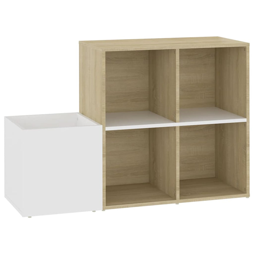 Opbergkast 105X35,5X70 Cm Bewerkt Hout Kleur Wit En Sonoma Eiken