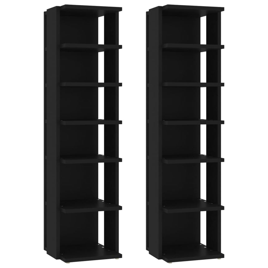 Schoenenkasten 2 St 27,5X27X102 Cm Zwart Wit