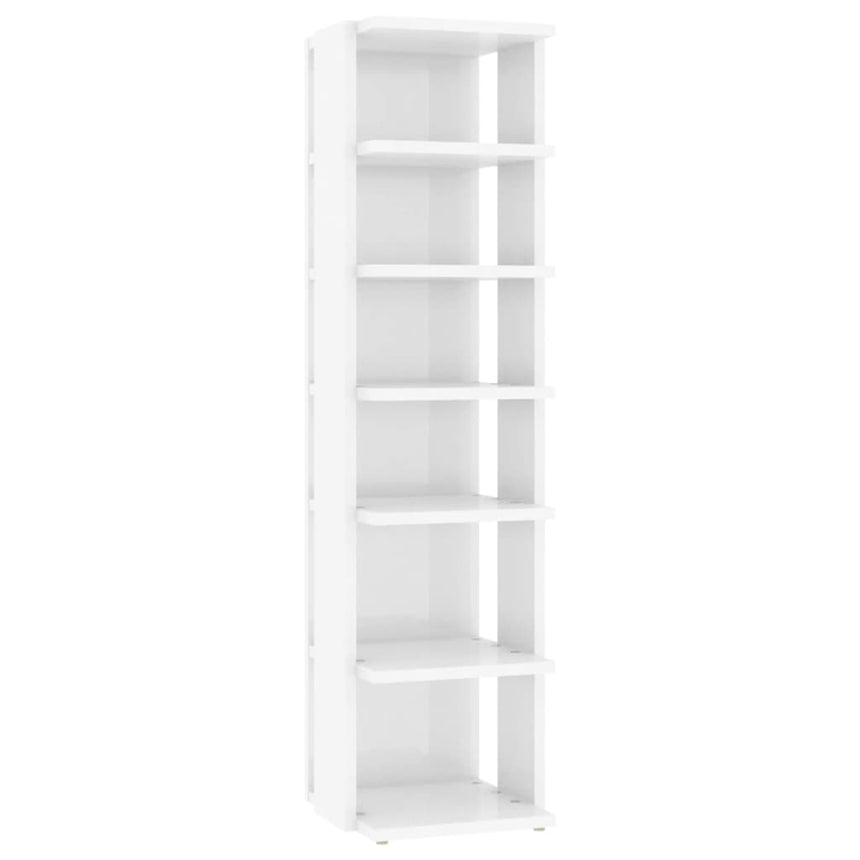 Schoenenkast 27,5X27X102 Cm Bewerkt Hout Hoogglans Wit