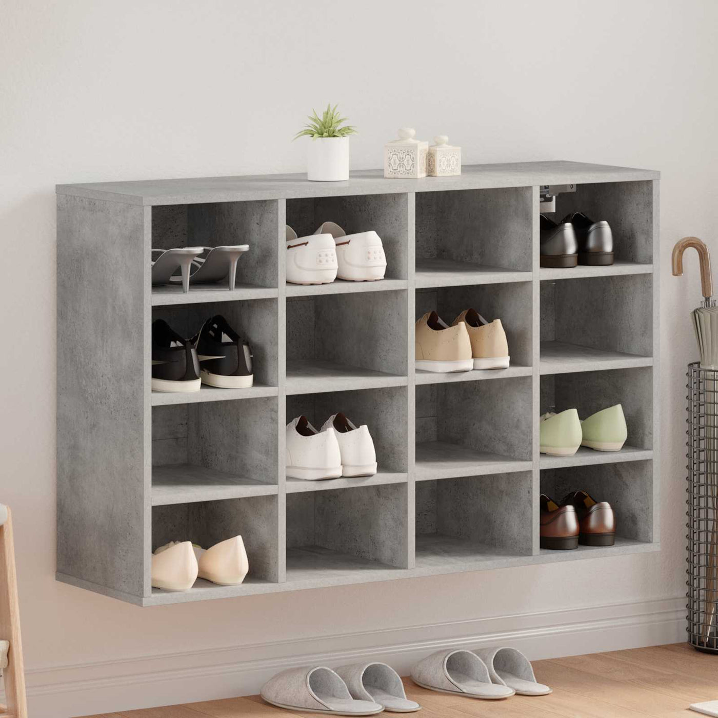 Schoenenkast Met Plank Bewerkt Hout