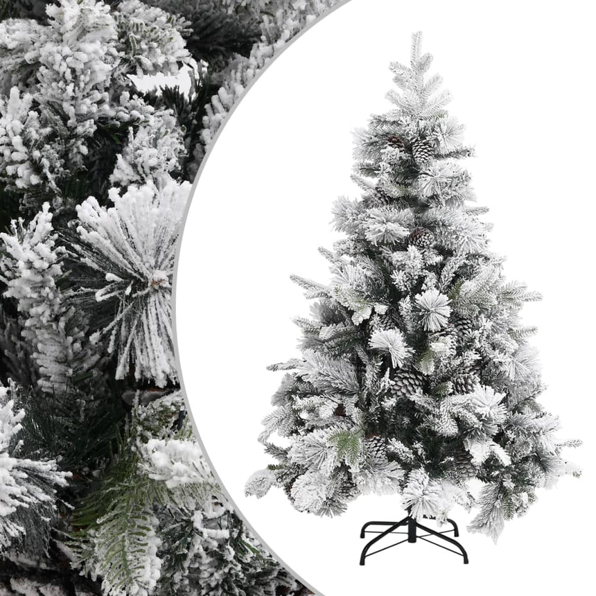 Kerstboom Met Dennenappels En Sneeuw 195 Cm Pvc En Pe Grijs En Blauw