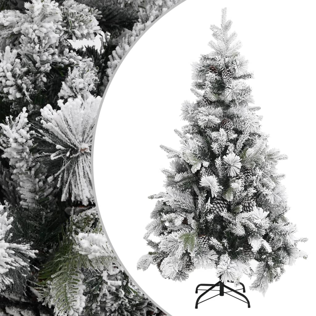 Kerstboom Met Dennenappels En Sneeuw 195 Cm Pvc En Pe Grijs En Blauw