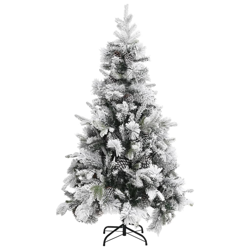 Kerstboom Met Dennenappels En Sneeuw 195 Cm Pvc En Pe Grijs En Blauw