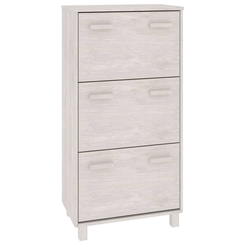 Schoenenkast Hamar 59,5X35X117 Cm Massief Grenenhout Wit