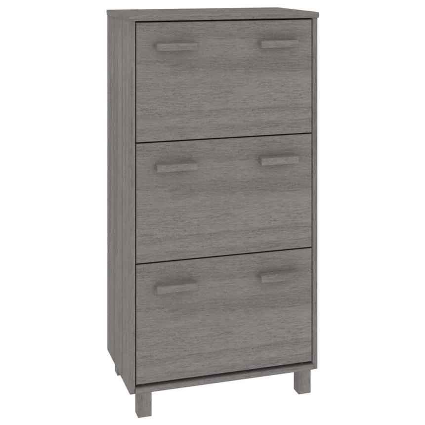 Schoenenkast Hamar 59,5X35X117 Cm Massief Grenenhout Lichtgrijs