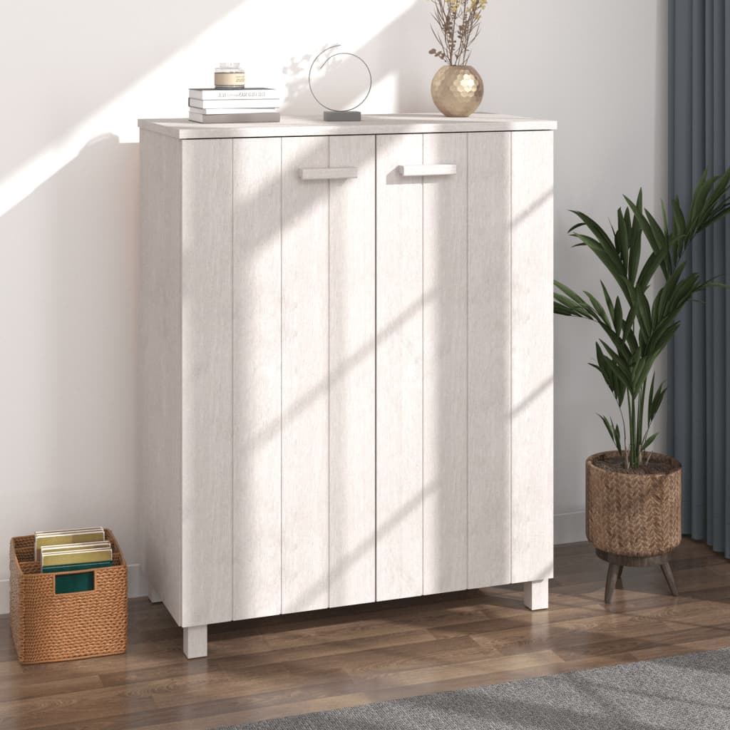 Schoenenkast Hamar 85X40X108 Cm Massief Grenenhout Wit