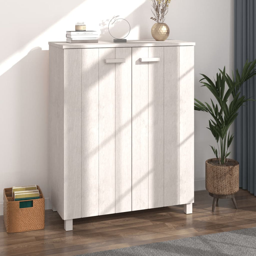 Schoenenkast Hamar 85X40X108 Cm Massief Grenenhout Wit