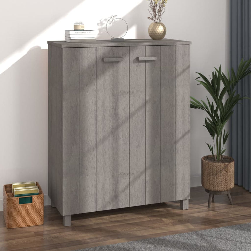 Schoenenkast Hamar 85X40X108 Cm Massief Grenenhout Lichtgrijs
