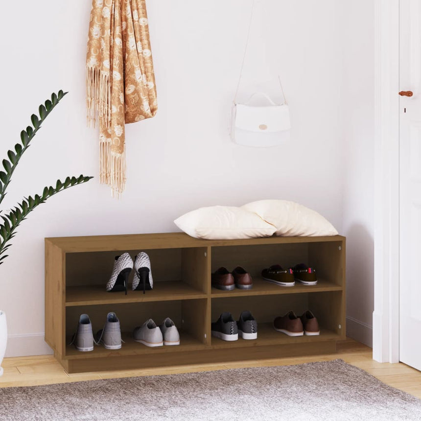 Schoenenkast 110X34X45 Cm Massief Grenenhout Honingbruin