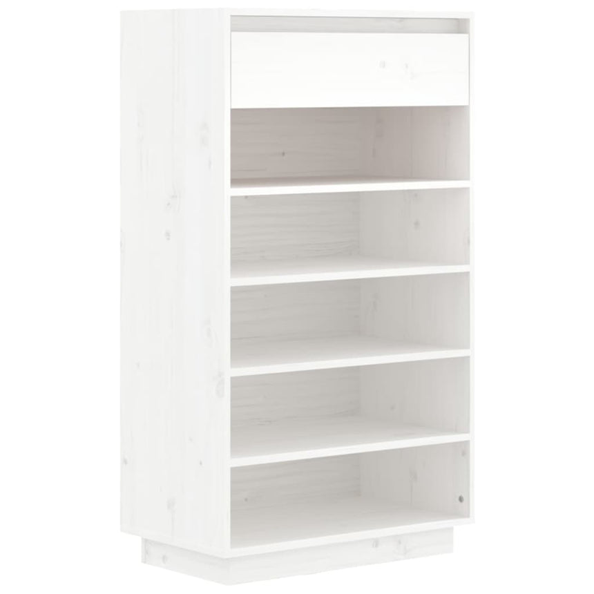 Schoenenkast 60X34X105 Cm Massief Grenenhout Wit