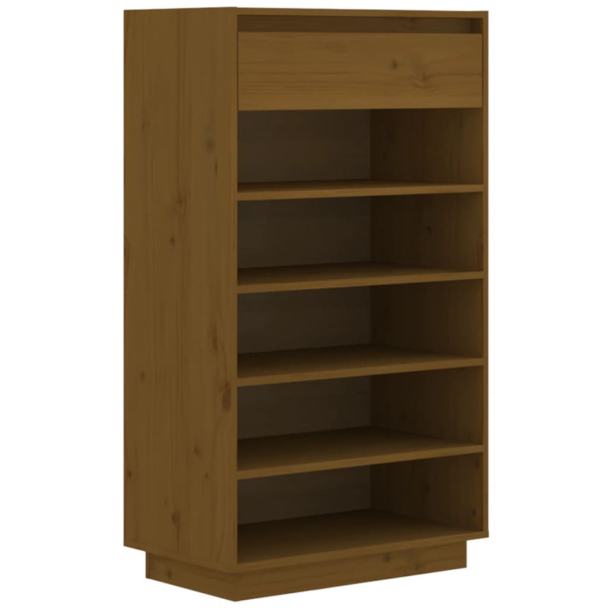 Schoenenkast 60X34X105 Cm Massief Grenenhout Honingbruin