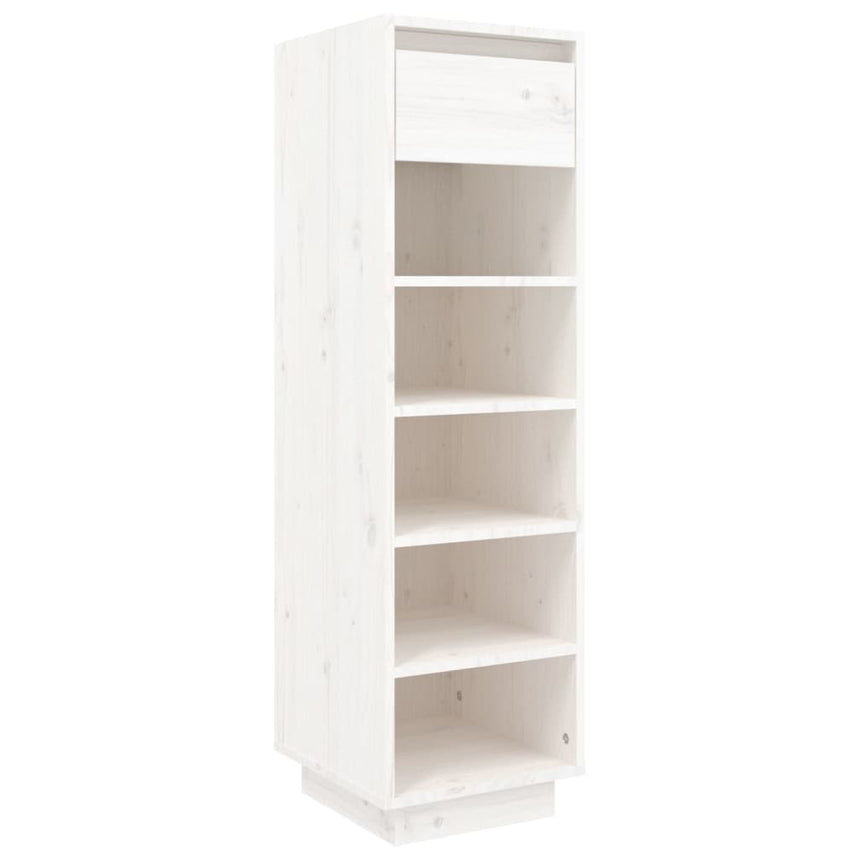 Schoenenkast 30X34X105 Cm Massief Grenenhout Wit