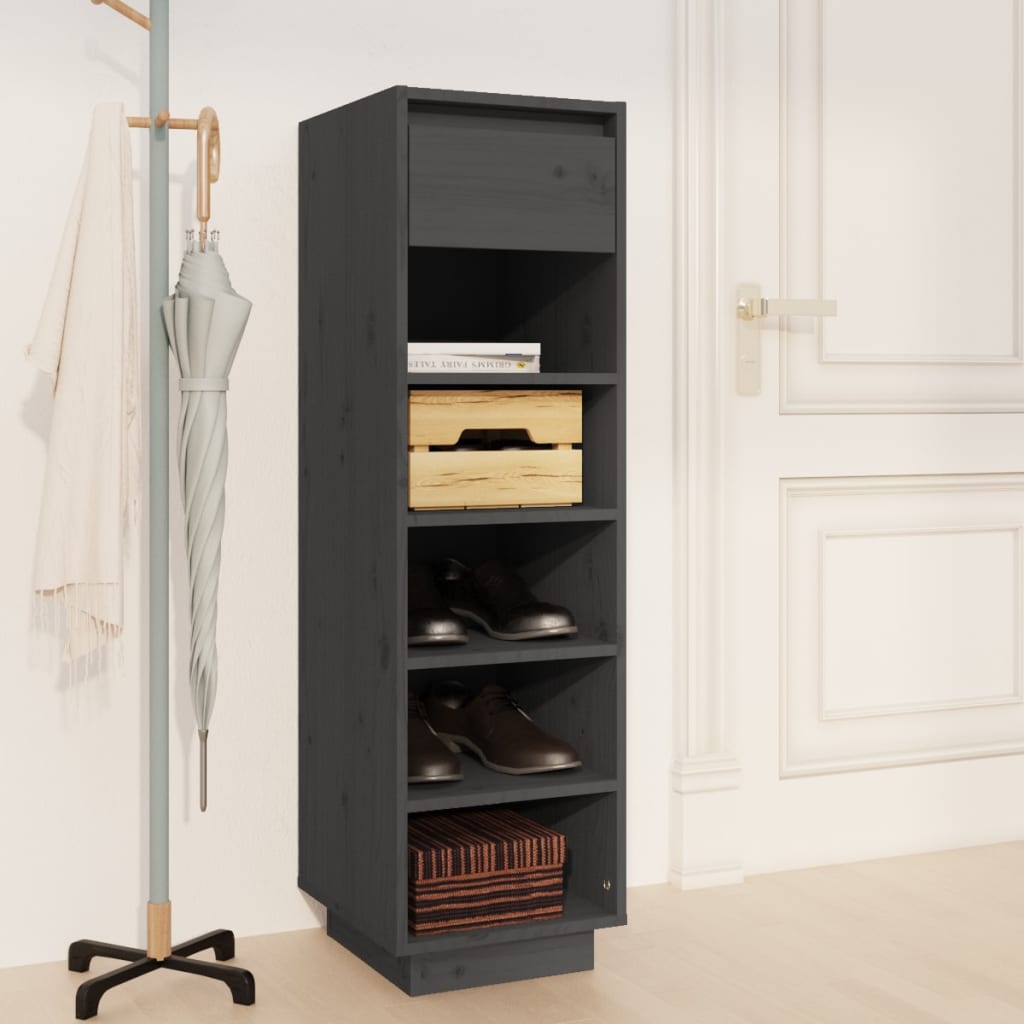 Schoenenkast 30X34X105 Cm Massief Grenenhout Grijs
