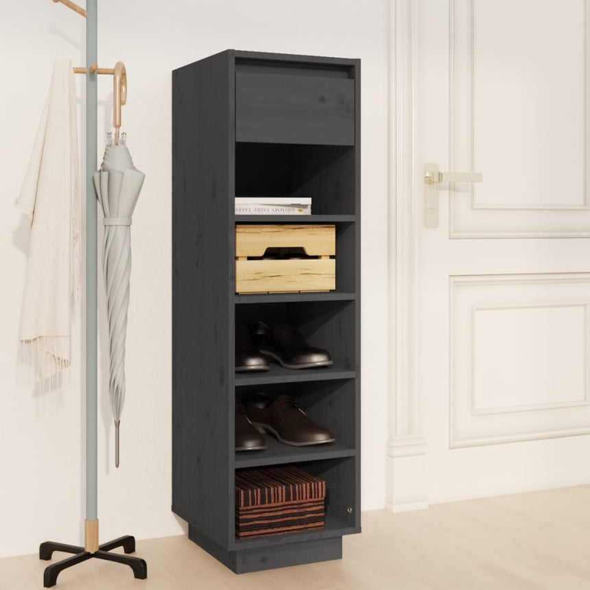 Schoenenkast 30X34X105 Cm Massief Grenenhout Grijs