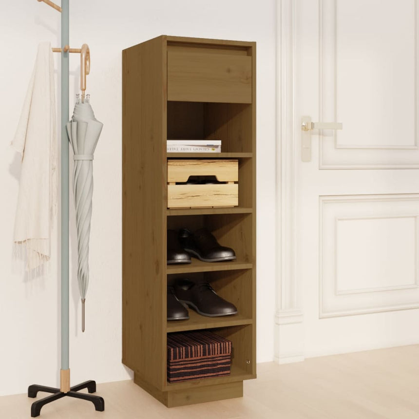 Schoenenkast 30X34X105 Cm Massief Grenenhout Honingbruin