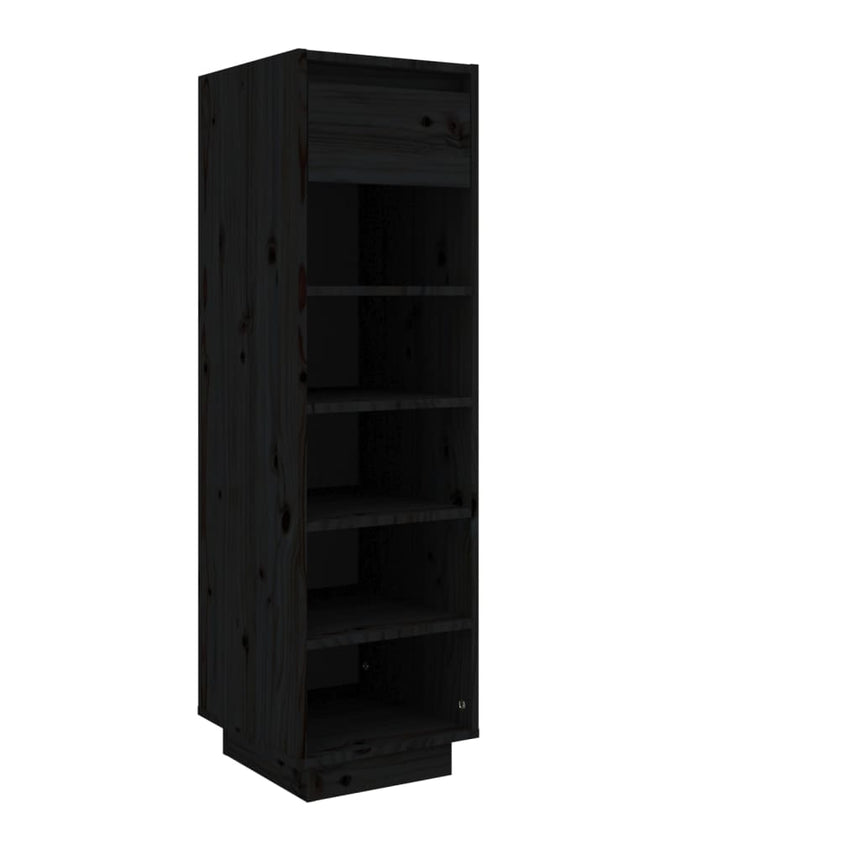Schoenenkast 34X30X105 Cm Massief Grenenhout Zwart