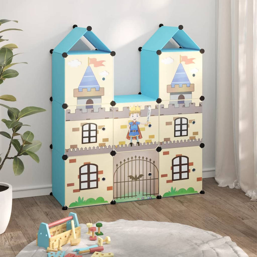 Kinderopbergmeubel Met 12 Vakken Polypropeen Blauw