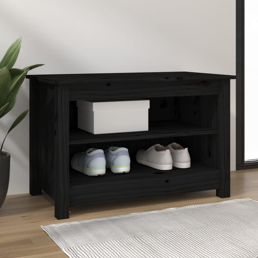 Schoenenbank 110X38X45,5 Cm Massief Grenenhout Zwart