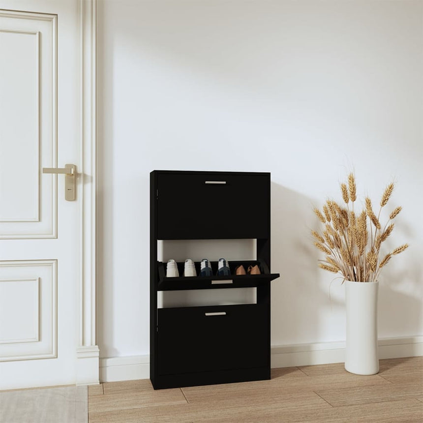 Schoenenkast 59X17X Bewerkt Hout Zwart