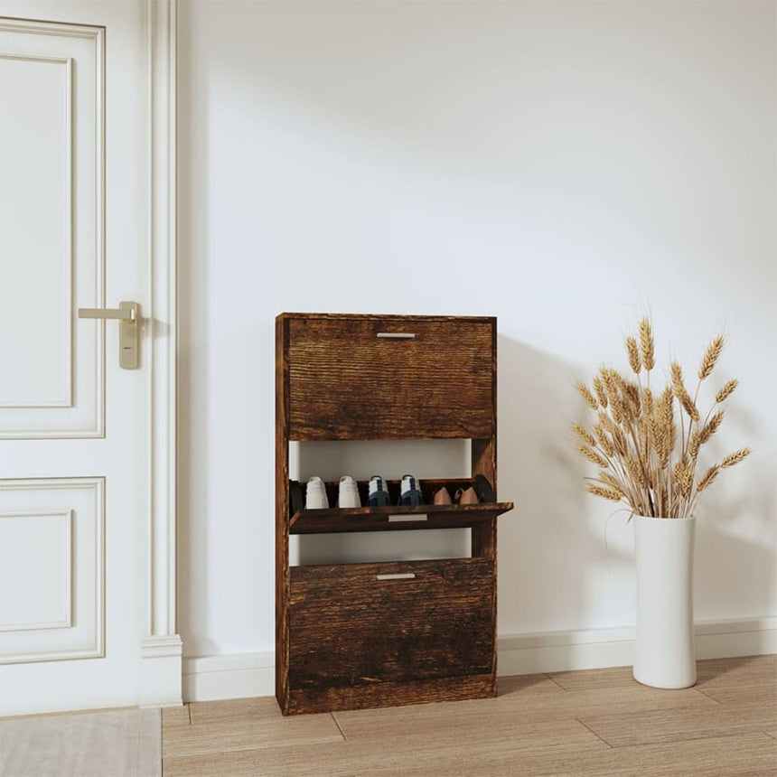 Schoenenkast 59X17X Bewerkt Hout Kleurig Gerookt Eiken