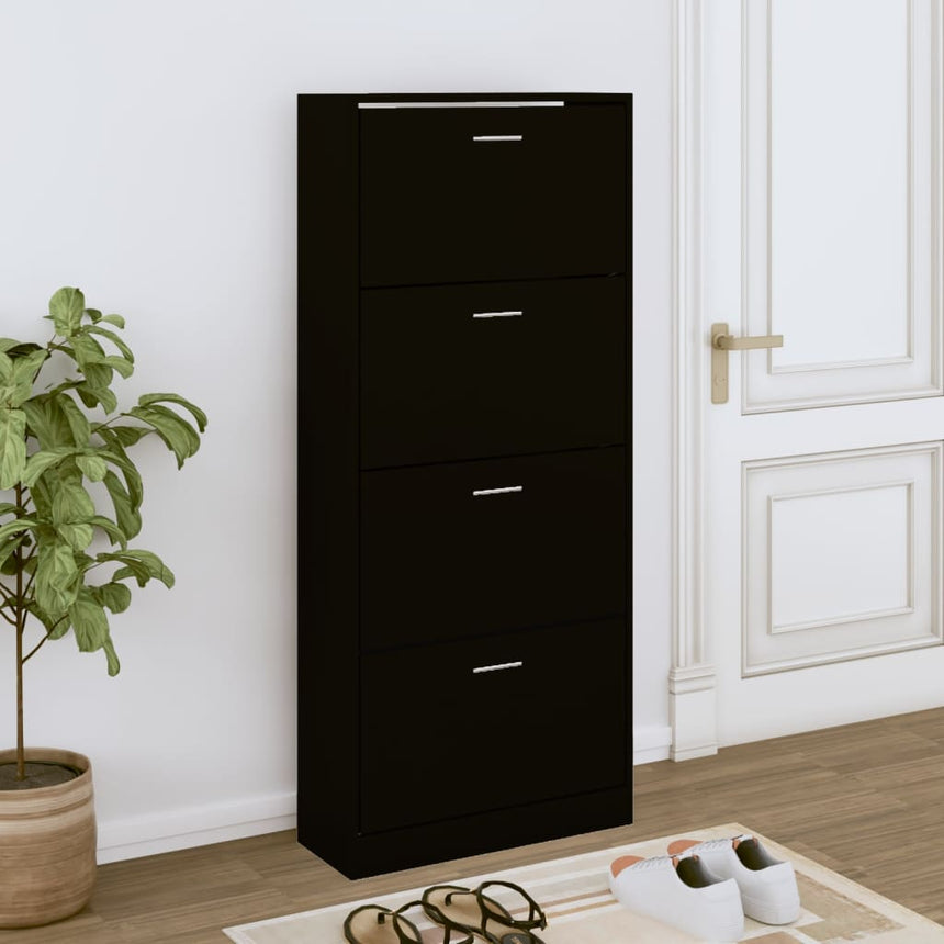 Schoenenkast Bewerkt Hout Zwart