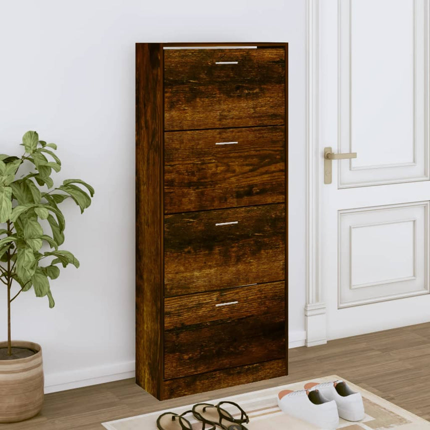 Schoenenkast Bewerkt Hout Kleurig Gerookt Eiken