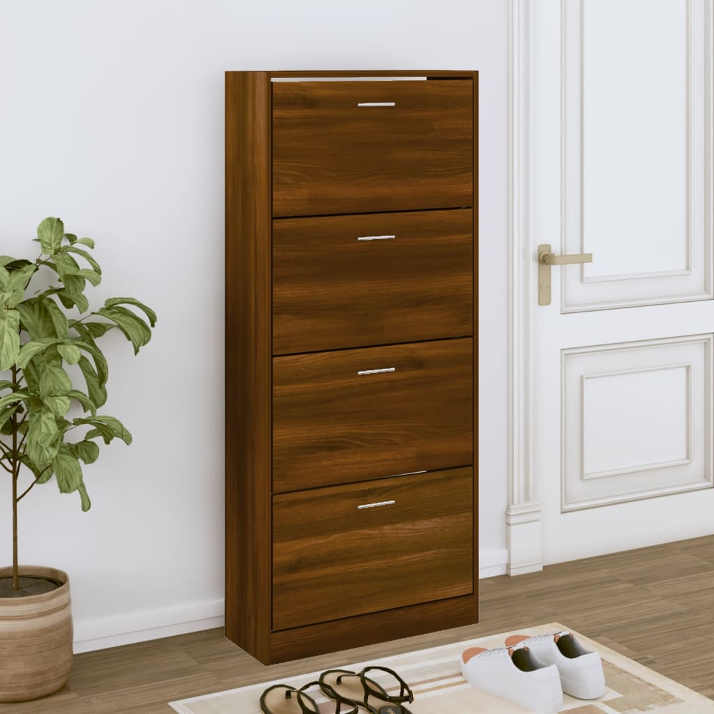 Schoenenkast Bewerkt Hout Bruin Eikenkleur