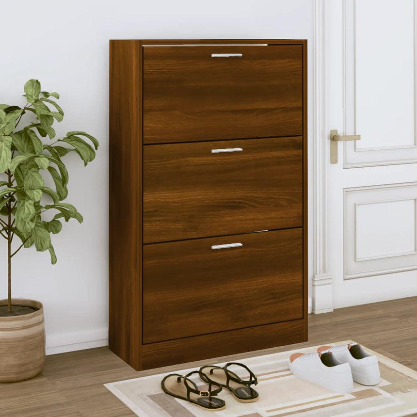 Schoenenkast Bewerkt Hout Bruin Eikenkleur