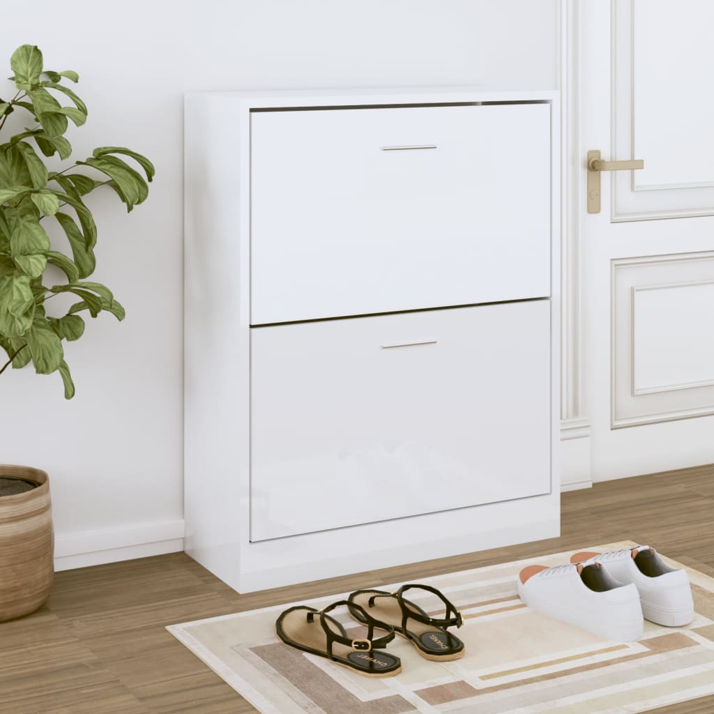 Schoenenkast Bewerkt Hout Hoogglans Wit
