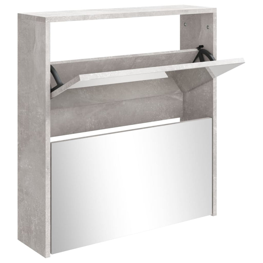 Schoenenkast Met Spiegel 2-Laags 63X17X Betongrijs