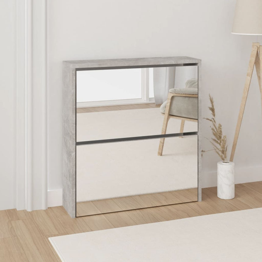 Schoenenkast Met Spiegel 2-Laags 63X17X Betongrijs