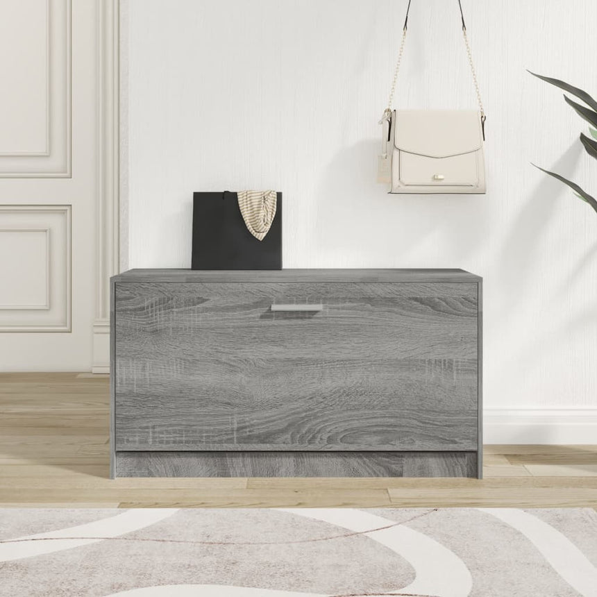 Schoenenbank 80X24X45 Cm Bewerkt Hout Eikenkleur Grijs Sonoma