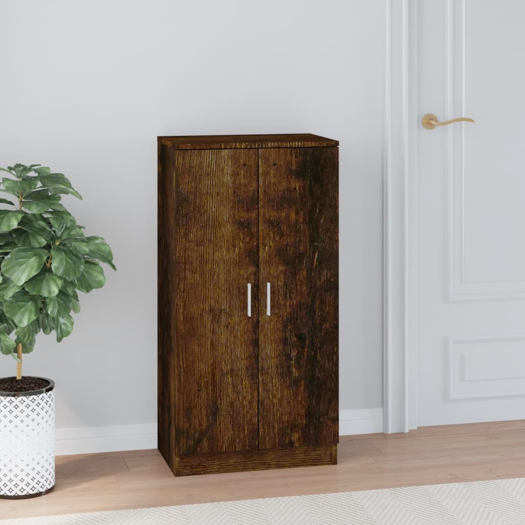 Schoenenkast 55X35X108 Cm Bewerkt Hout Kleurig Gerookt Eiken