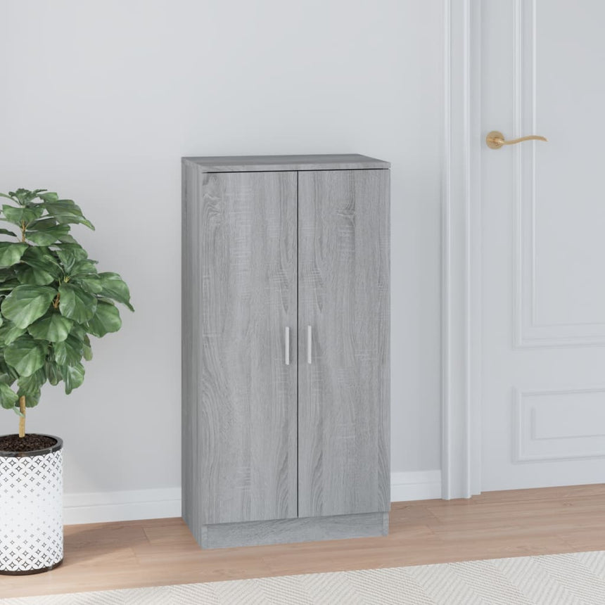 Schoenenkast 55X35X108 Cm Bewerkt Hout Grijs Sonoma Hoogglans Wit