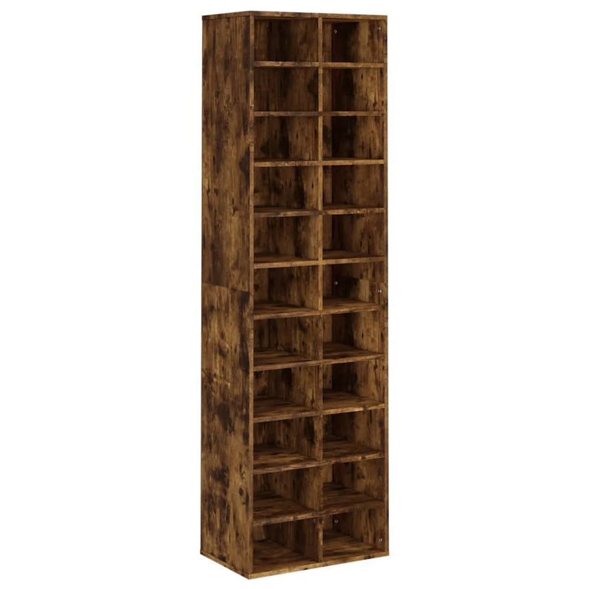 Schoenenkast 54X34X183 Cm Bewerkt Hout Kleurig Gerookt Eiken