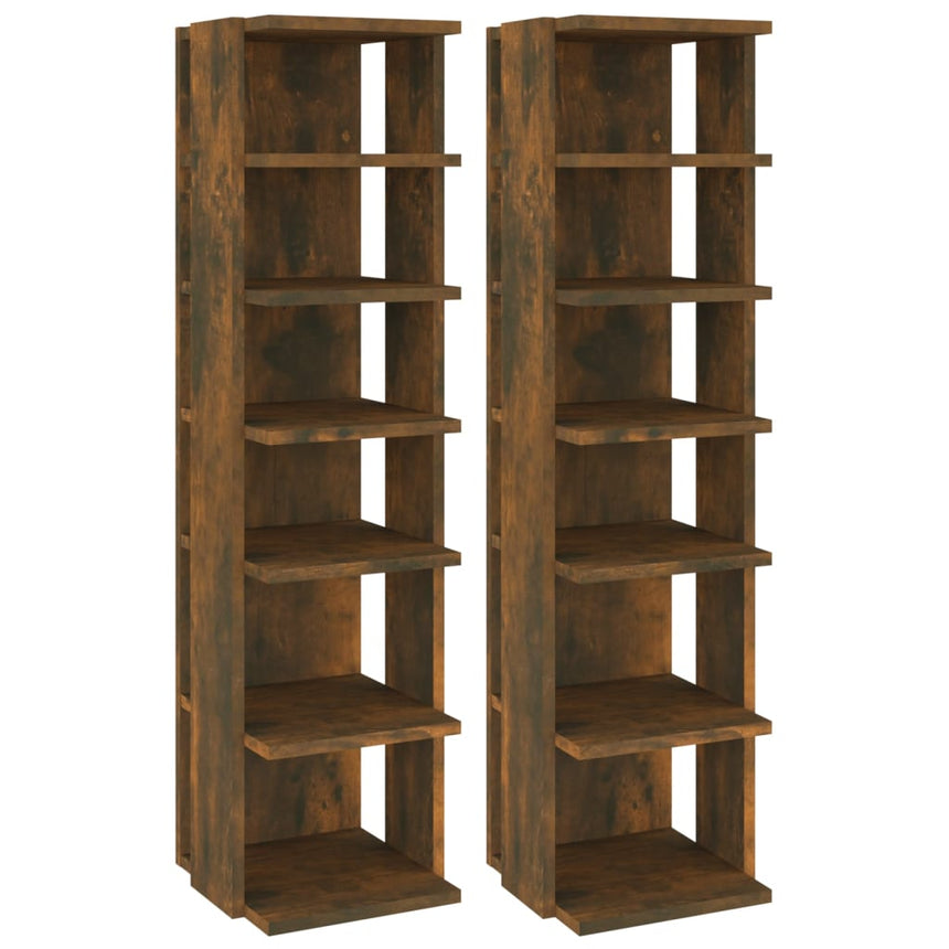Schoenenrekken 27,5X27X102 Cm Bewerkt Hout Gerookt Eiken