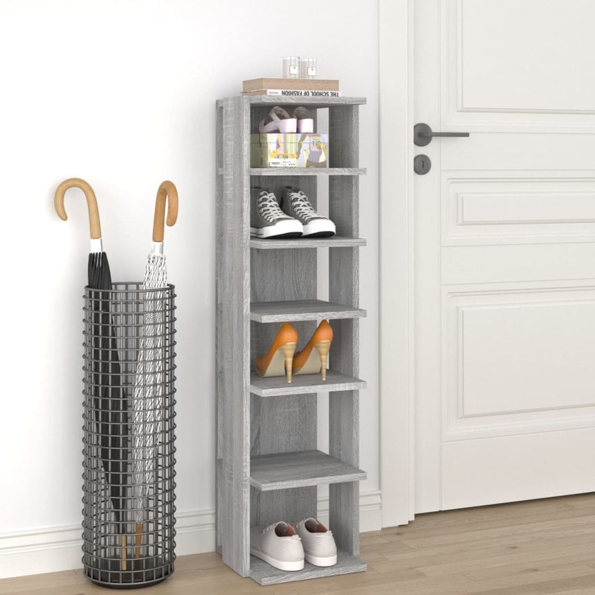 Schoenenrekken 27,5X27X102 Cm Bewerkt Hout Grijs Sonoma