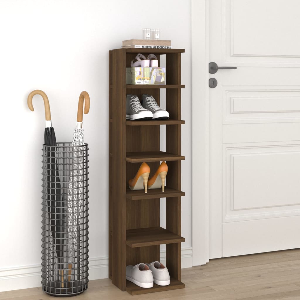 Schoenenrek 27,5X27X102 Cm Bewerkt Hout Bruin Eikenkleur
