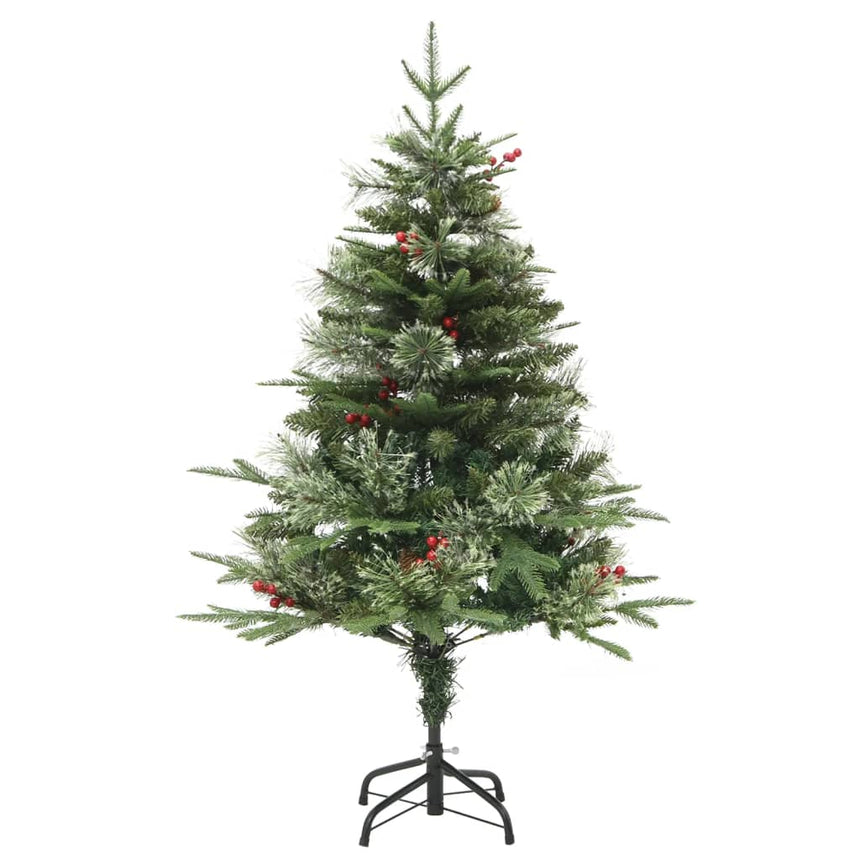 Kerstboom Met Led En Dennenappels 120 Cm Pvc En Pe Groen Wit