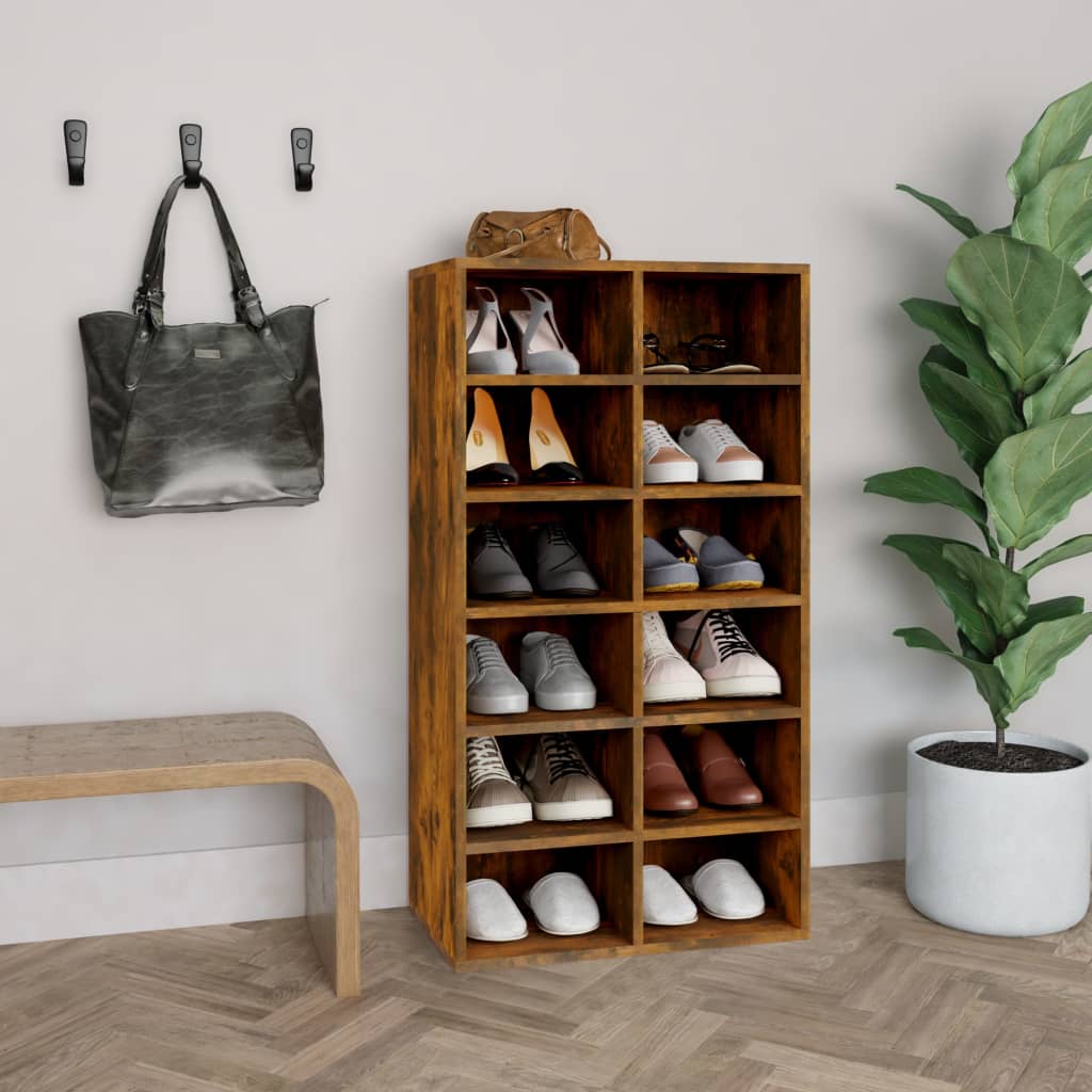 Schoenenrek 54X34X100,5 Cm Bewerkt Hout Kleurig Gerookt Eiken