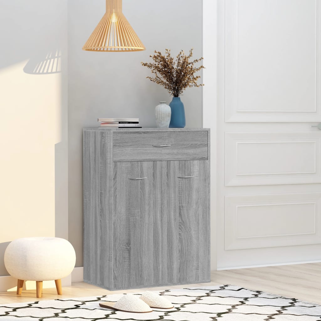 Schoenenkast 60X35X84 Cm Bewerkt Hout Grijs Sonoma
