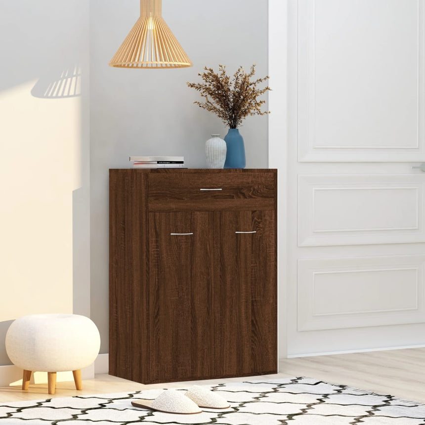 Schoenenkast 60X35X84 Cm Bewerkt Hout Bruin Eikenkleur